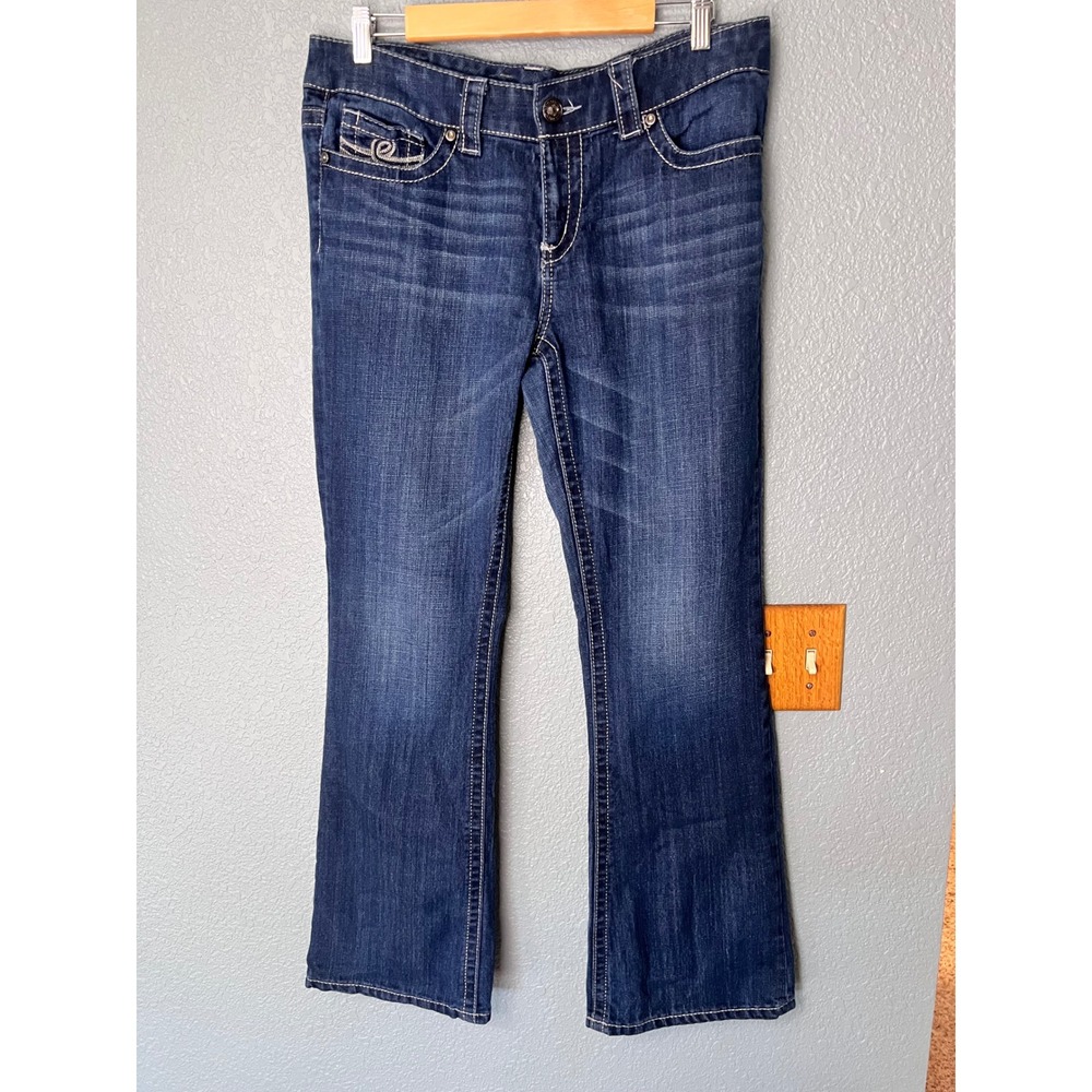 Seven7 Women Bootcut Jeans Size 31 Dark Wash Stretch Denim Mid Rise RN109890